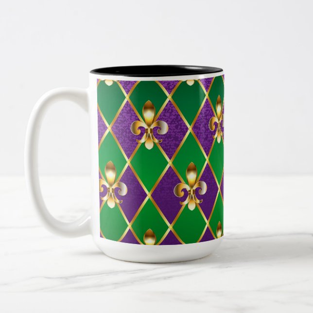 Schmuckhintergrund Mardi Gras Zweifarbige Tasse (Links)