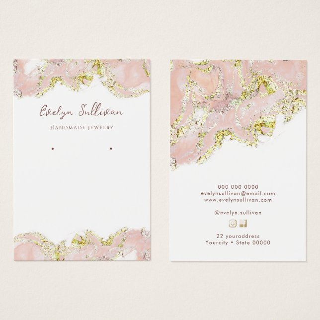 Schmuckkarte aus rosa Marmor (Vorne & Hinten)
