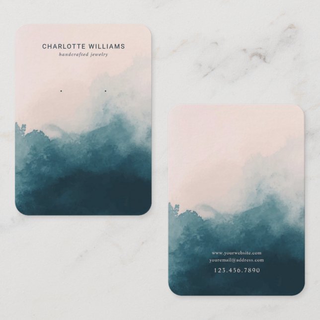 Schmuckkarte "Blush and Navy Ombre" Visitenkarte (Vorne/Hinten)