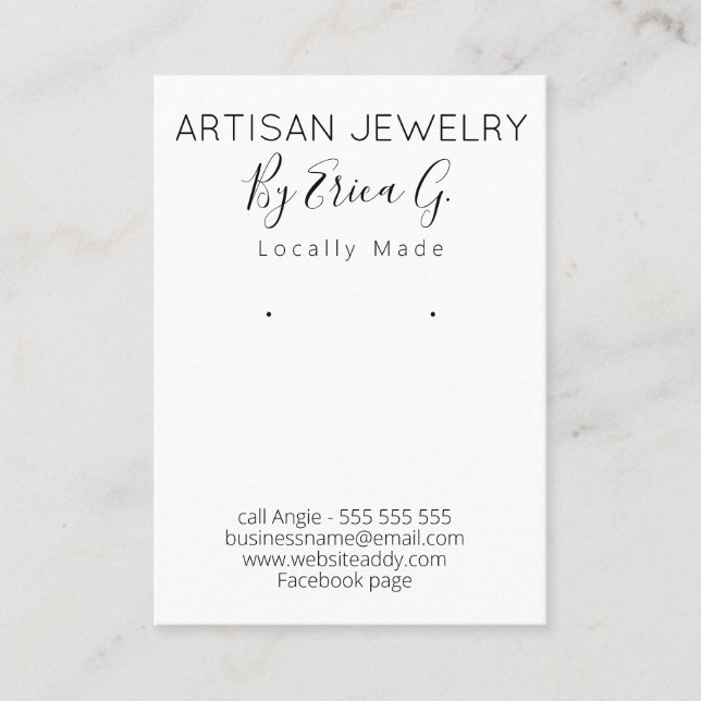 Schmuckkarte für Schwarz und Weiß Visitenkarte (Vorderseite)