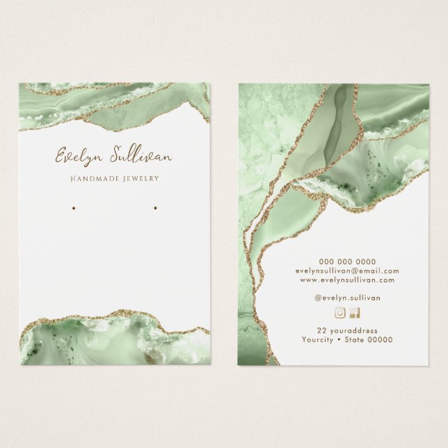 Schmuckkarte Jade green agate (Vorne & Hinten)