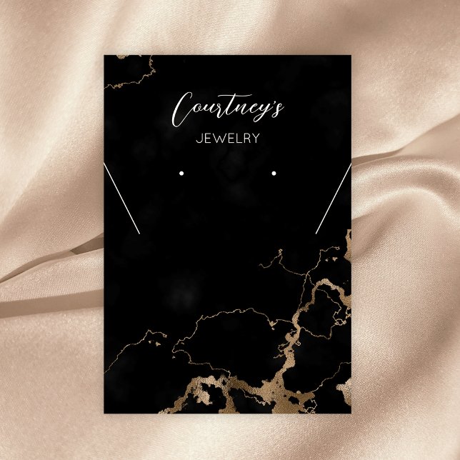 Schmuckkarten aus schwarzem Marmor und Glitzer Visitenkarte (Black marble and gold glitter rectangle jwelry display cards)