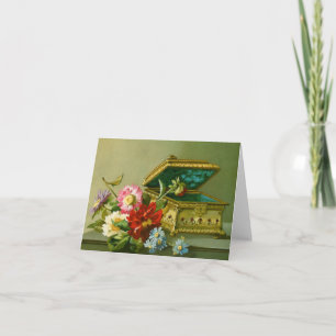 Schmuckkästchen und Blumen Personalisierbare Notiz Karte