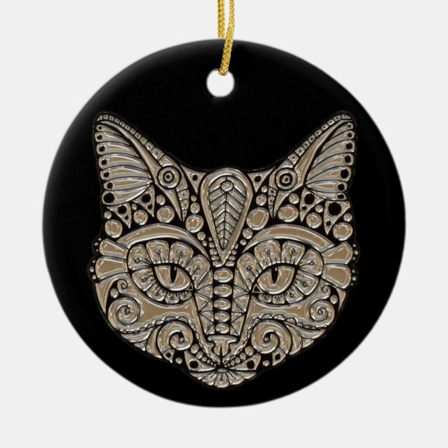 Schmuckkatzenschmuck in Keramik Ornament (Vorne)
