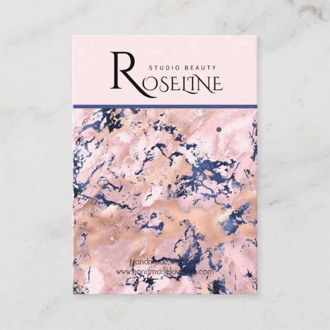 Schmuckschmuck aus Marmor in Rosa Navy Blush Visitenkarte (Vorderseite)