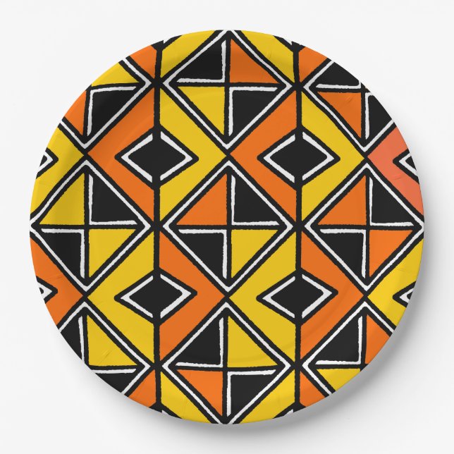Schmuckstoff Stil 100215(2) - Bernstein und Orange Pappteller (Vorderseite)