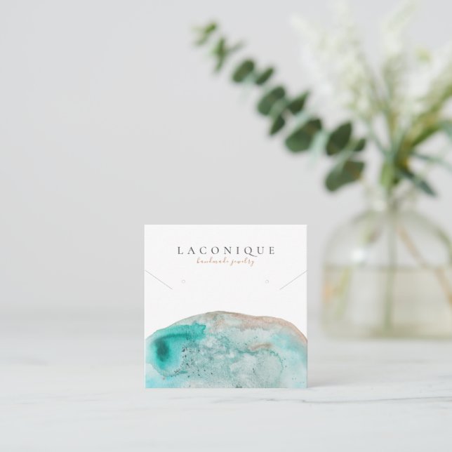 Schmuckstück | | Blau | Wasserfarbe Quadratische Visitenkarte (Stehend Vorderseite)