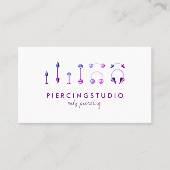 Schmuckstudio Tattoo Lila Pink Body Piercing Visitenkarte (Vorderseite)