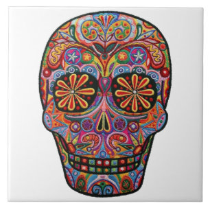 Schmückt Kachel stickt Totenkopf