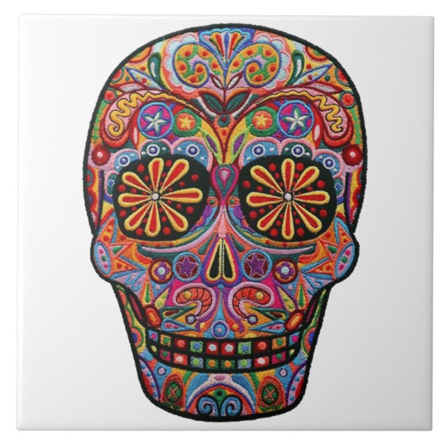 Schmückt Kachel stickt Totenkopf (Vorderseite)