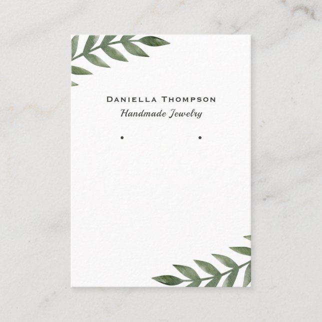 Schmuckverzierung von Aquarell-Grünen Blätter Visitenkarte (Vorderseite)