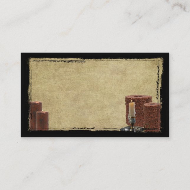 Schmuddelige Kerzen u. eine Verjüngungs-Prim Visitenkarte (Vorderseite)