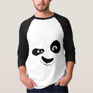 Schmunzelndes Panda-Gesicht Schwarz-Weiß-Grafik-T- T-Shirt