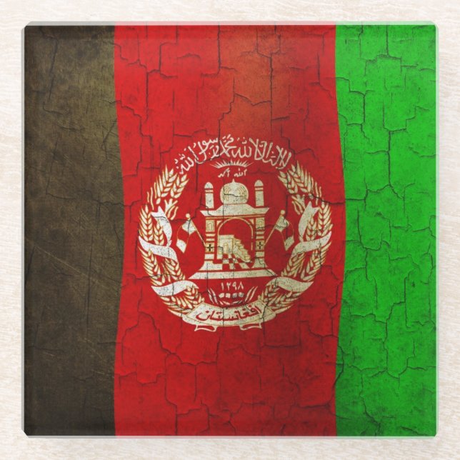 Schmutz-Afghanistan-Flagge Glasuntersetzer (Vorderseite)