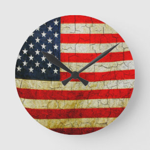 Schmutz-Amerika-Flagge Runde Wanduhr