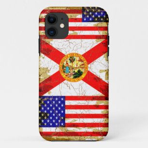 Schmutz-Art Florida und USA-Flaggen iPhone 11 Hülle