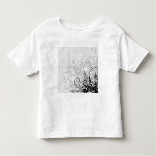 Schmutz-Blumenmuster - hellgraues B&W Kleinkind T-shirt