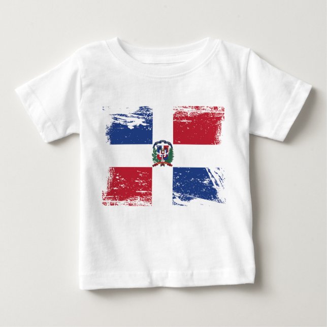 Schmutz-Dominikanische Republik-Flagge Baby T-shirt (Vorderseite)