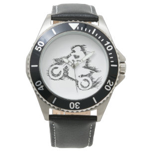 SCHMUTZ-FAHRRAD (Gekritzelschwarzes) Armbanduhr