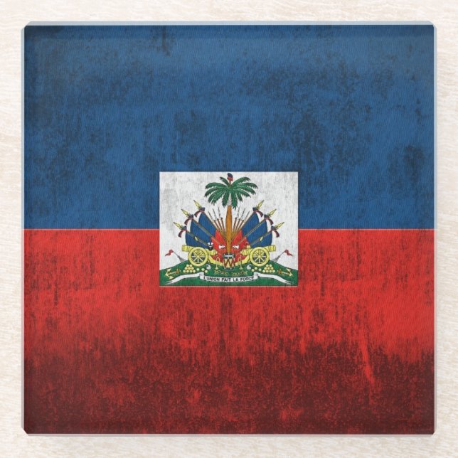 Schmutz-Flagge von Haiti Glasuntersetzer (Vorderseite)