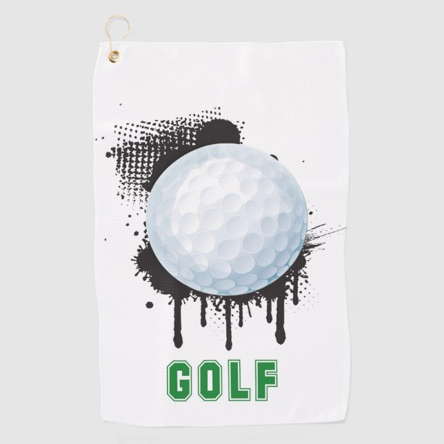 Schmutz-Golfball mit Text GOLF Golfhandtuch (Vorderseite)