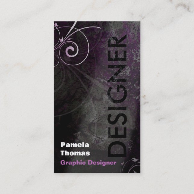 Schmutz-Grafikdesigner-Visitenkarte-Schwarz-Rosa Visitenkarte (Vorderseite)