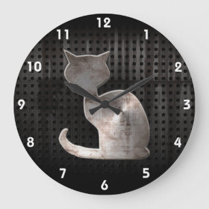 Schmutz-Katze Große Wanduhr