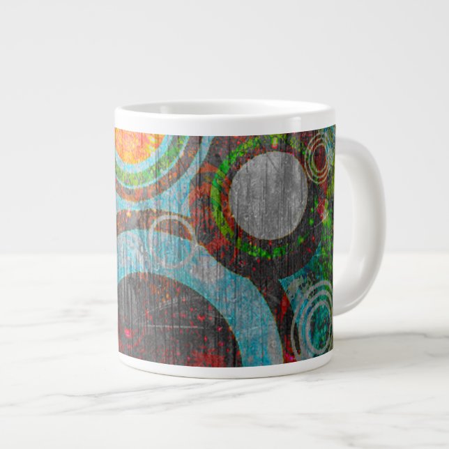 Schmutz-Retro Kreise Jumbo-Tasse (Vorderseite Rechts)