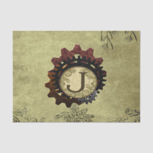 Schmutz Steampunk übersetzt Monogramm-Buchstaben J Seidenpapier