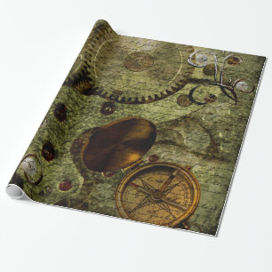 Schmutz Steampunk Uhren und Gänge Geschenkpapier