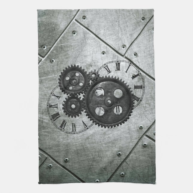 Schmutz Steampunk Uhren und Gänge Küchentuch (Vertikal)