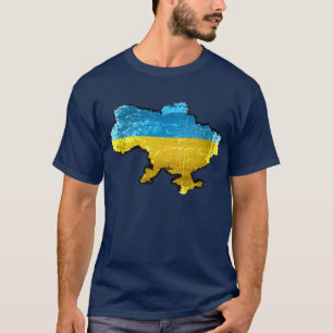 Schmutz-Ukraine-Flaggen-Karte T-Shirt