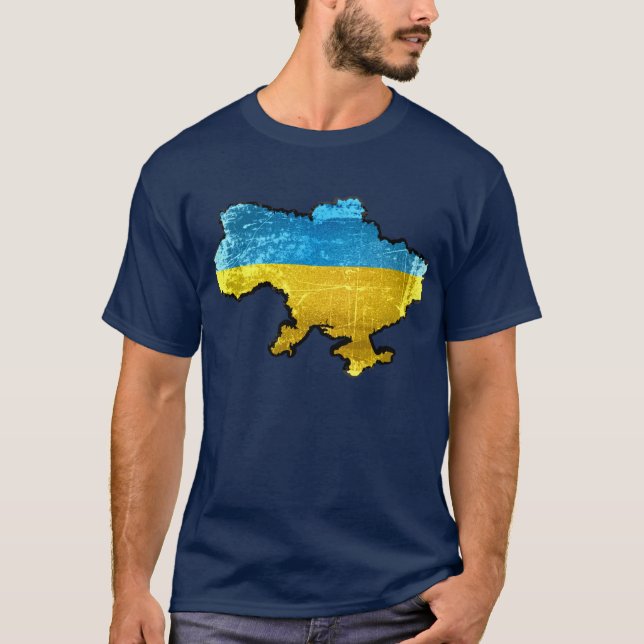 Schmutz-Ukraine-Flaggen-Karte T-Shirt (Vorderseite)