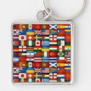 Schmutz-Weltflaggen-Collagen-Entwurf Schlüsselanhänger