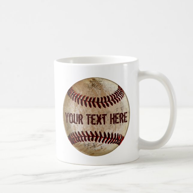 Schmutzige alte Baseball-Tasse mit IHREM TEXT Kaffeetasse (Rechts)