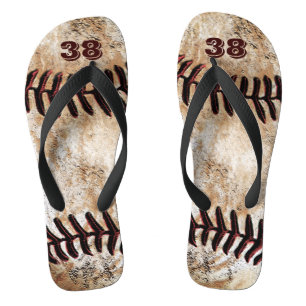 Schmutzige Baseball-Schlappen mit Ihrer Trikot NUM Flip Flops