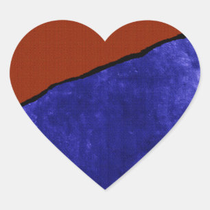 Schmutzige blaue und orangefarbene Rippe Herz-Aufkleber