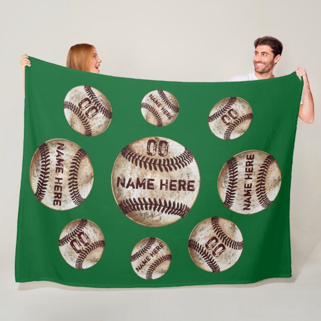 Schmutzige Vintage Personalisierte Baseballdecke Fleecedecke (Beispiel)