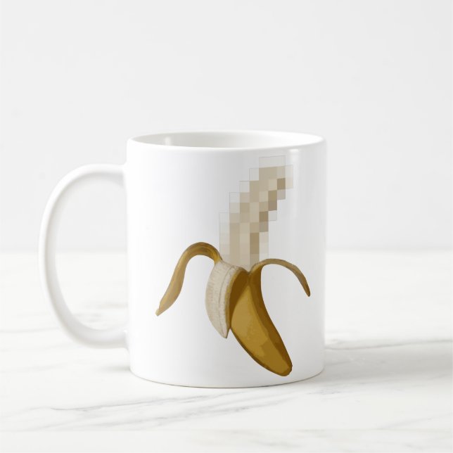 Schmutzige zensierte abgezogene Banane Tasse (Links)