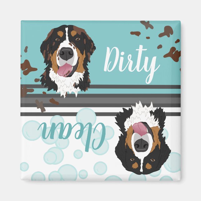 Schmutziger/Sauberer Berner Sennenhund  Magnet (Vorne)