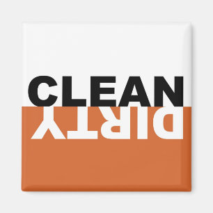 Schmutziger sauberer Spülmaschinen-Orangen-Magnet Magnet