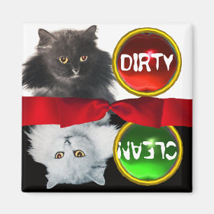 SCHMUTZIGER SCHWARZWEISS-CAT SÄUBERN MAGNET