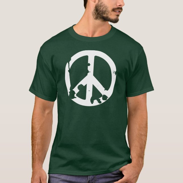 Schmutziges Friedenssymbolweiß T-Shirt (Vorderseite)