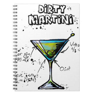 Schmutziges Martini-Cocktail-Rezept Notizblock