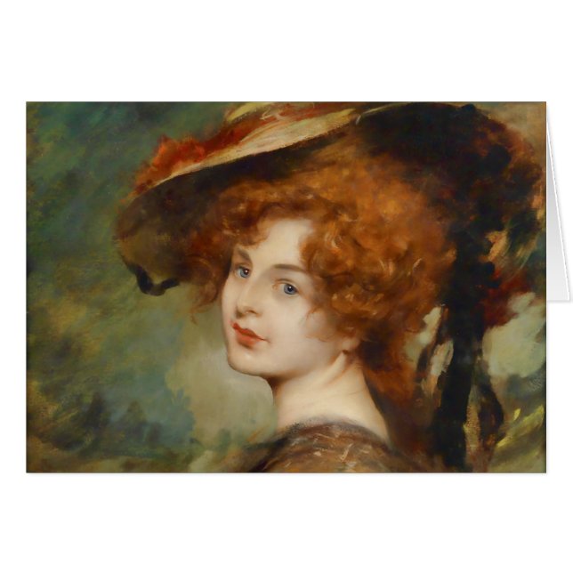 Schmutzler Dame mit dem rotem Haar und Hut (Vorderseite (Horizontal))