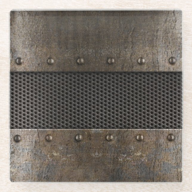 Schmutzmetallhintergrund Glasuntersetzer (Vorderseite)