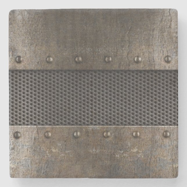 Schmutzmetallhintergrund Steinuntersetzer (Vorderseite)