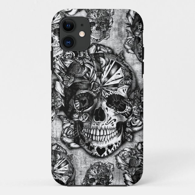 Schmutzzuckerschädelmuster Case-Mate iPhone Hülle (Rückseite)