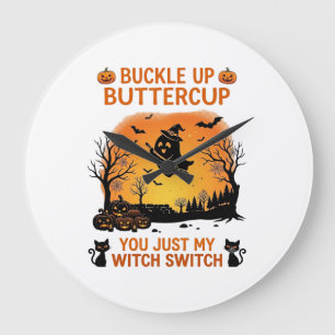 Schnall An Butterblume Halloween Geist Hexenhut Be Große Wanduhr