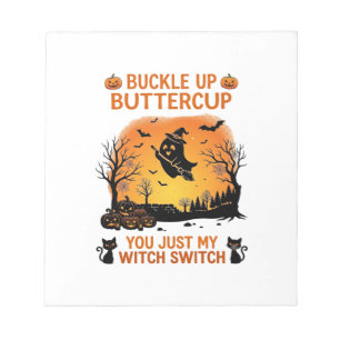 Schnall an, Buttercup Halloween-Geist-Hexenhut Bes Notizblock